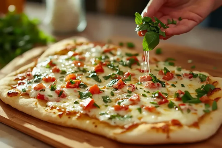 Freshly baked naan pizza with melted cheese and toppings