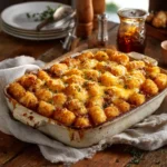 Easy Family Tater Tot Casserole in baking dish