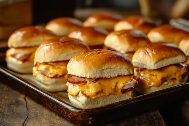 A tray of turkey cheese sliders fresh out of the oven