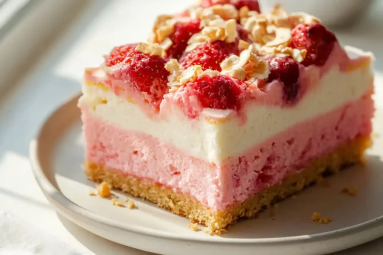Homemade strawberry crunch cake