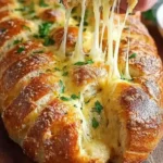 Cheesy Garlic Pull-Apart Bread hot from the oven with gooey cheese