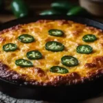 fresh jalapeño cheddar cornbread in cast iron skillet