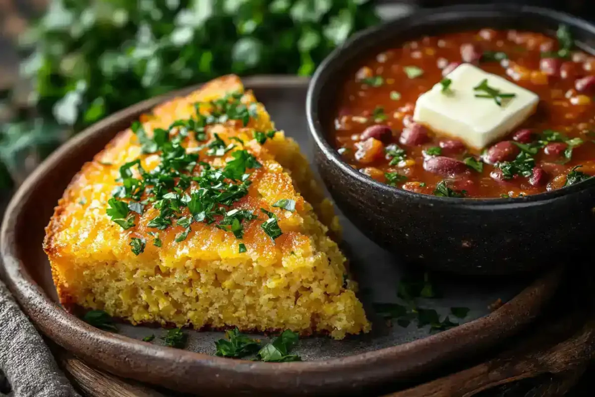 jalapeño cheddar cornbread slices served with butter