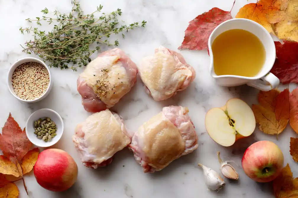 ingredients for apple cider chicken quinoa bowl