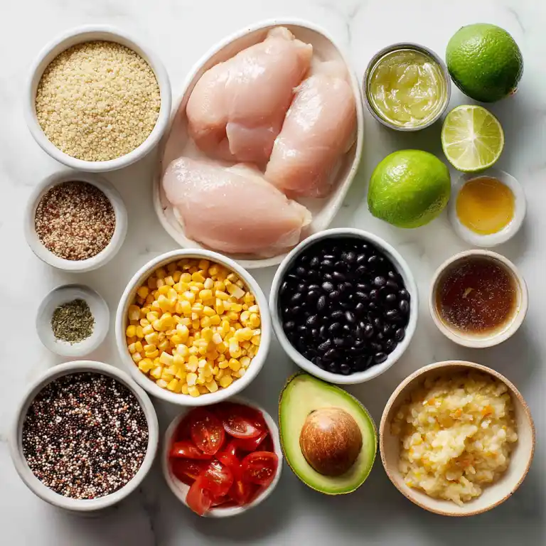 ingredients for baja hot honey chicken bowl
