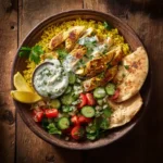 chicken Mediterranean bowl with tzatziki and salad
