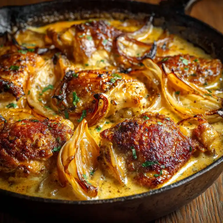 cooking one-pan pumpkin chicken dinner in skillet