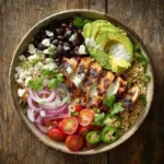 grilled chicken power bowl with fresh toppings