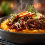Instant pot apple BBQ pulled beef bowl