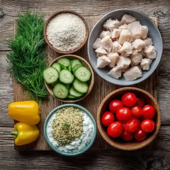 Ingredients for Popcorn Chicken Bowls with Yogurt Ranch