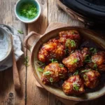 slow cooker honey garlic butter chicken thighs served on platter
