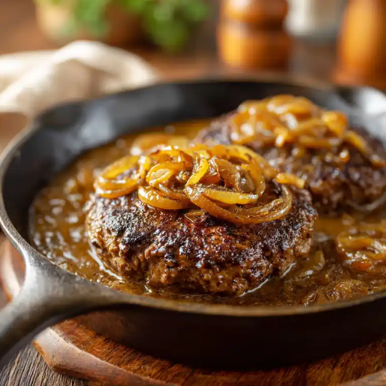 southern hamburger steak with onion gravy featured image