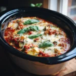vegetable lasagna slow cooker bubbling with cheese