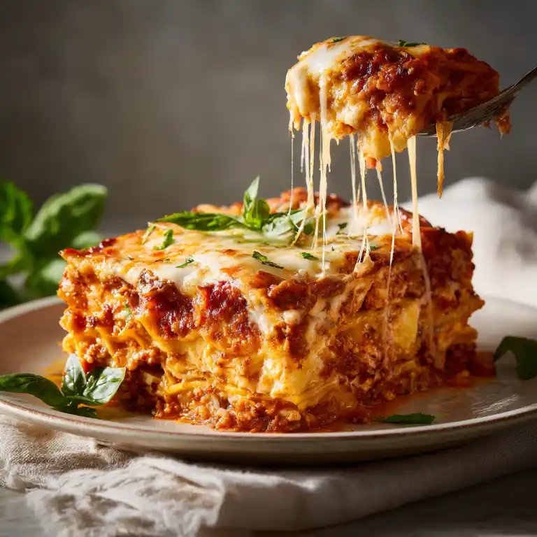 slice of vegetable lasagna slow cooker served