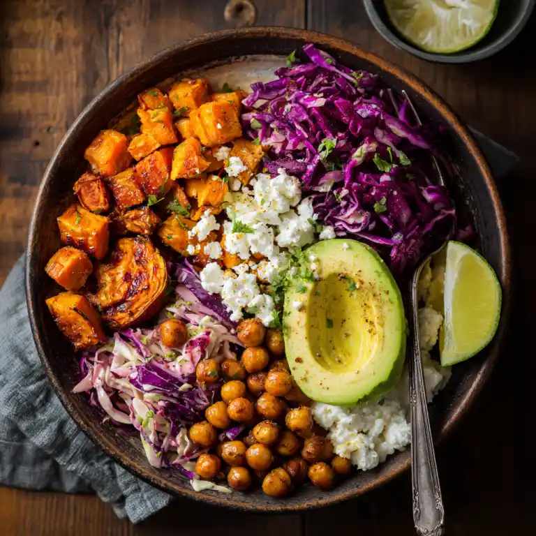 vegetarian protein bowl recipes with chickpeas and sweet potatoes
