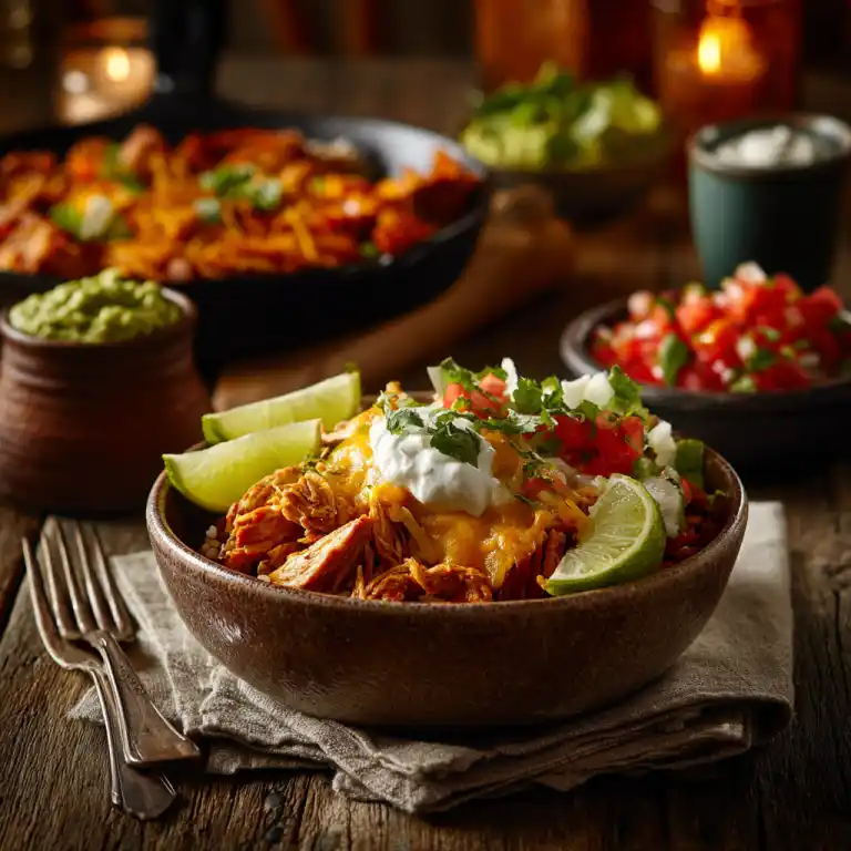 Served Black Friday chicken bowl recipes with toppings