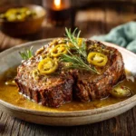 Mississippi Pot Roast Healthy close-up with ghee and pepperoncinis