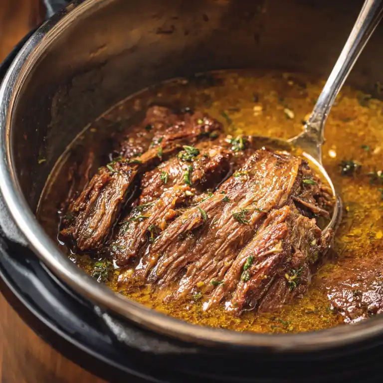 Mississippi Pot Roast Instant Pot close-up in rich gravy