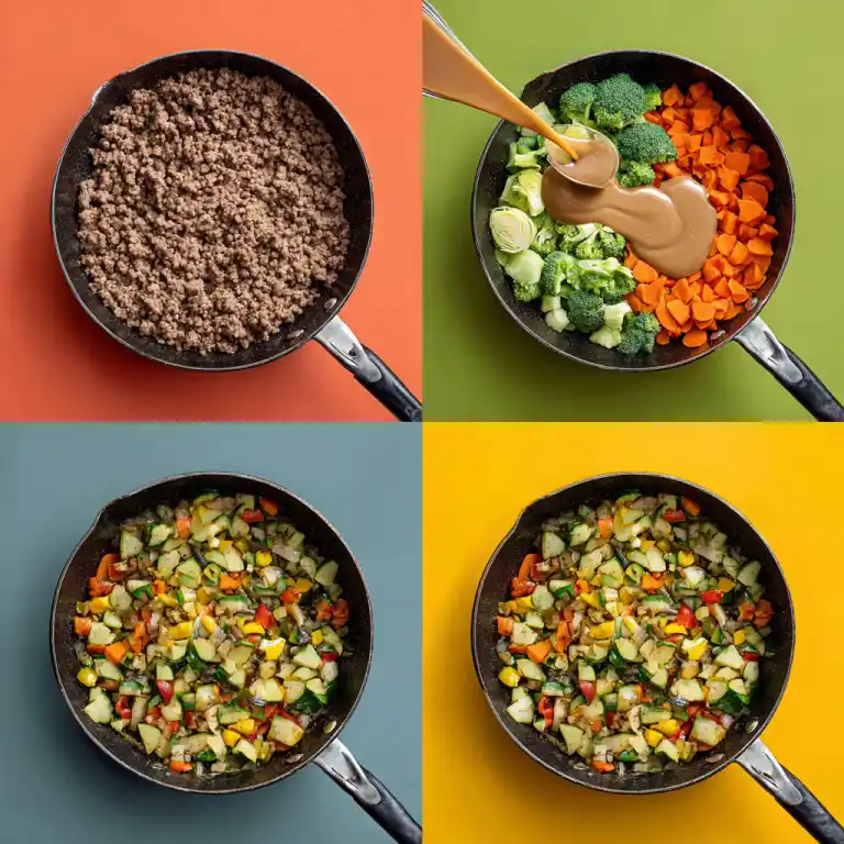 Cooking steps for Spicy High-Protein Beef & Rice Bowl