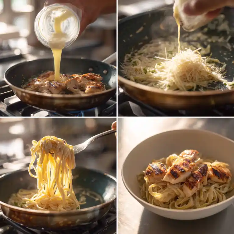 Steps to make High-Protein Creamy Chicken Alfredo Noodle Bowl