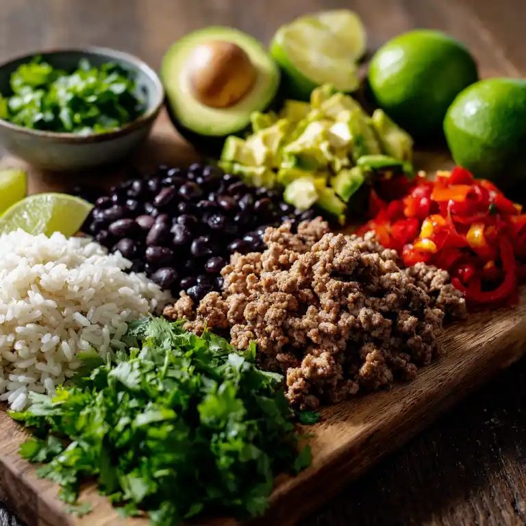 Ingredients for Protein Tex Mex Turkey Burrito Bowl