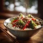 Teriyaki Beef Bowl with jasmine rice and vegetables