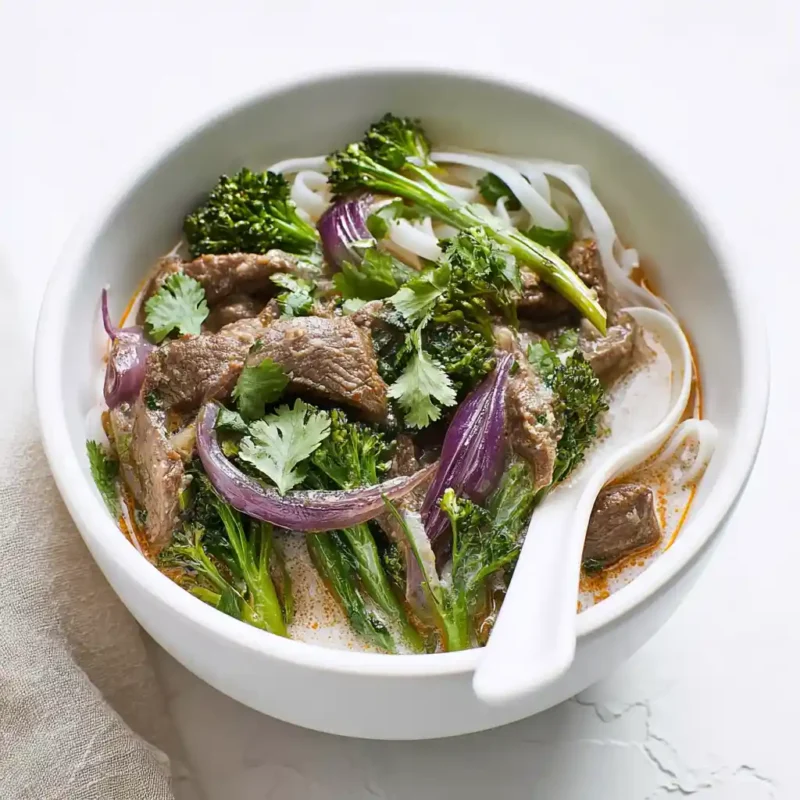 Thai beef and broccoli noodle bowl comfort recipe