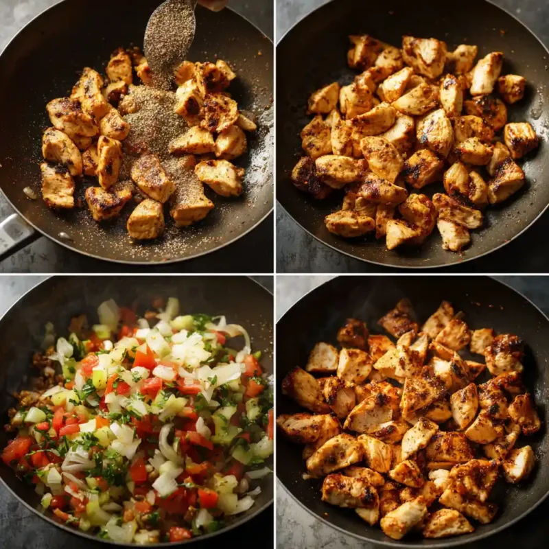 Chicken burrito bowl recipe cooking steps
