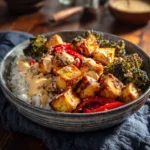 tofu bowl recipe with crispy tofu and peanut sauce